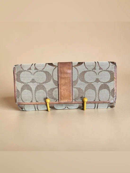 Coach “Project” Signature Canvas Wallet in Tan and Brown - Picture 1 of 8